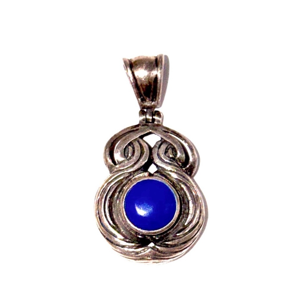 Western Theme Lapis Lazuli Y2K Sterling Silver 925 Pendant Art Nouveau NEW